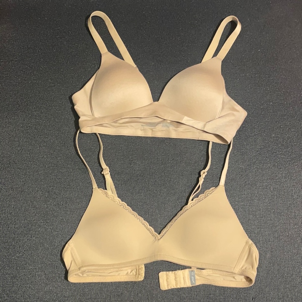 Aerie bras; Two Nude No-Wire Bras; 32A